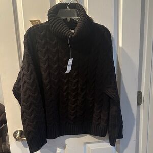 Ann Taylor Dark Cable Knit Turtleneck Sweater